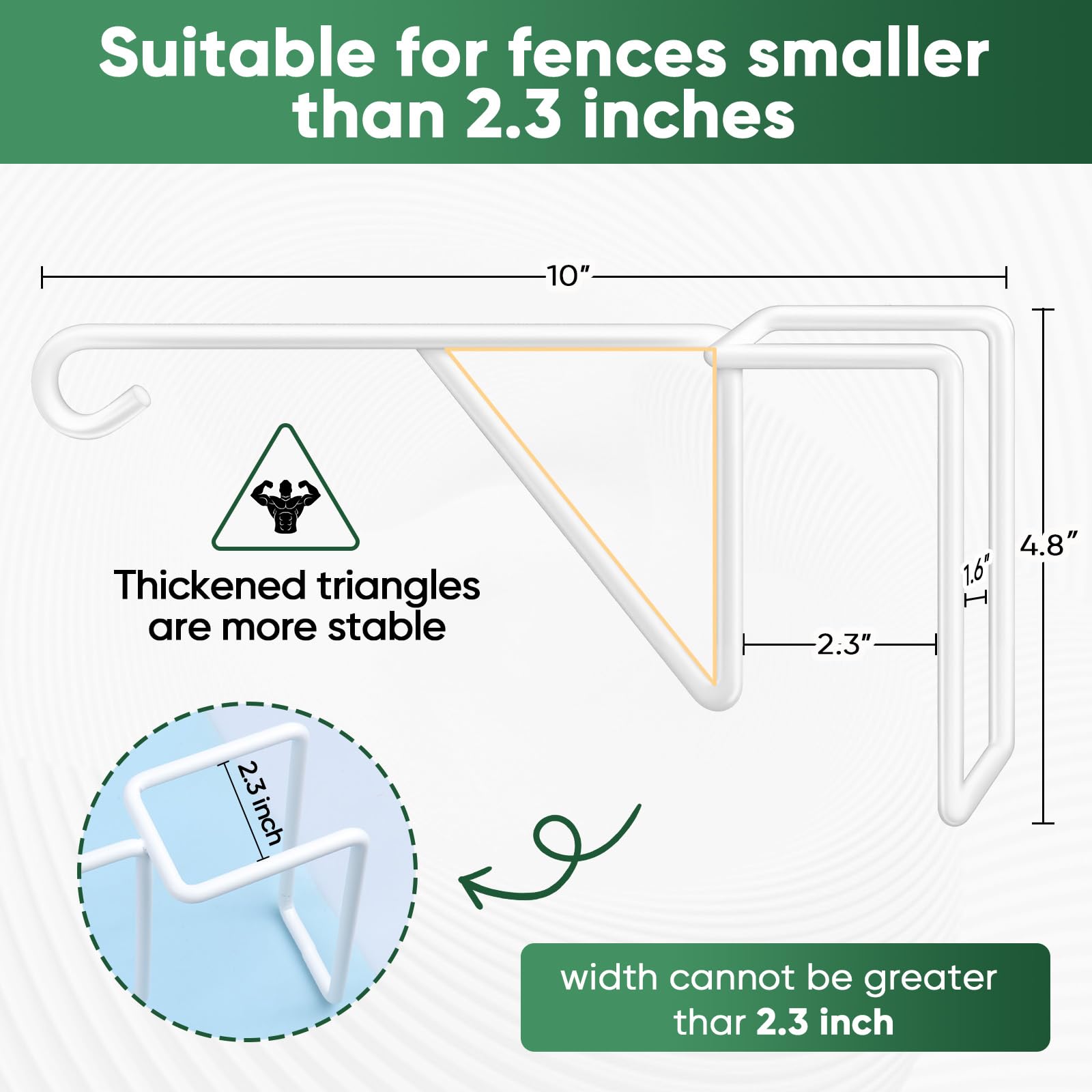 Gicare fence hooks rated up to 25 pounds for garden use.