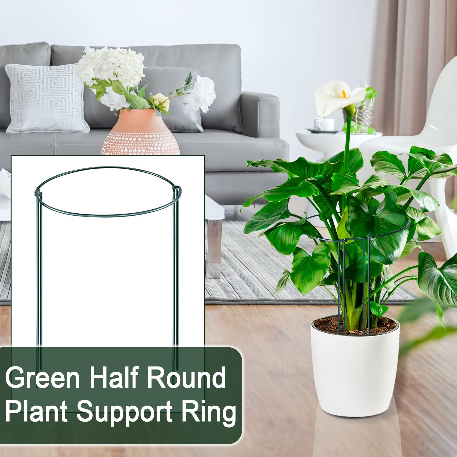 Gicare large plant support stakes installed in ground support heavy shrubs.