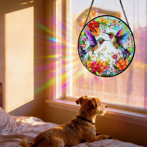 GICEY green sun catcher brightens outdoor decor with rainbow light patterns.