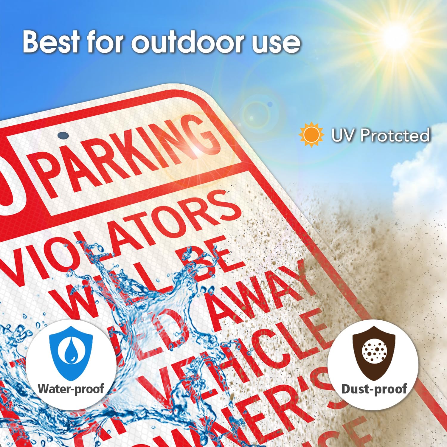 GicnKeuz durable rust-proof aluminum finish keeps outdoor signs legible.
