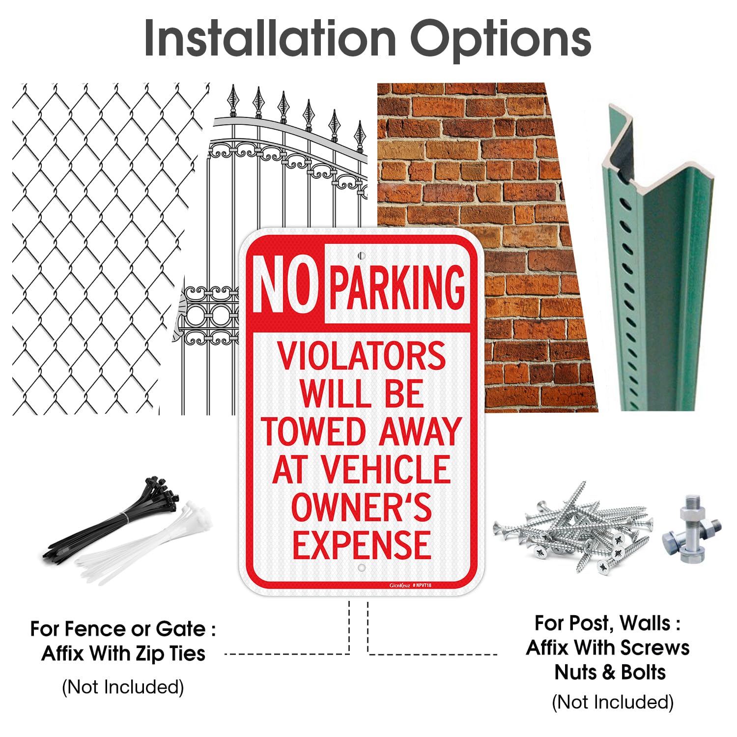 GicnKeuz weatherproof sign resists graffiti and harsh outdoor conditions.
