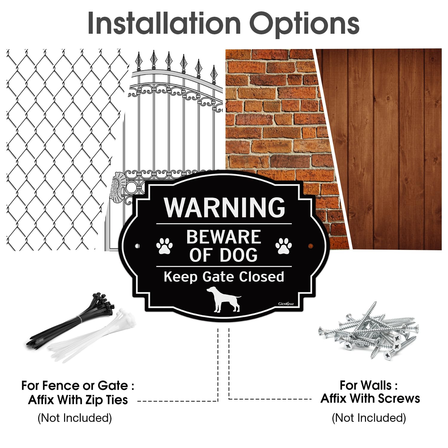 GicnKeuz sign shows predrilled mounting holes for easy setup