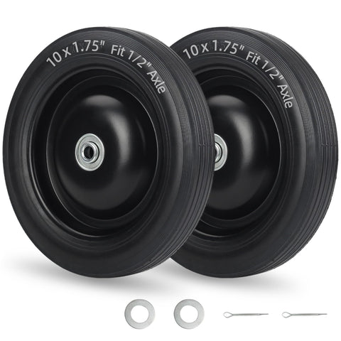 GICOOL 10in flat-free tire and wheel two-pack for easy replacements.