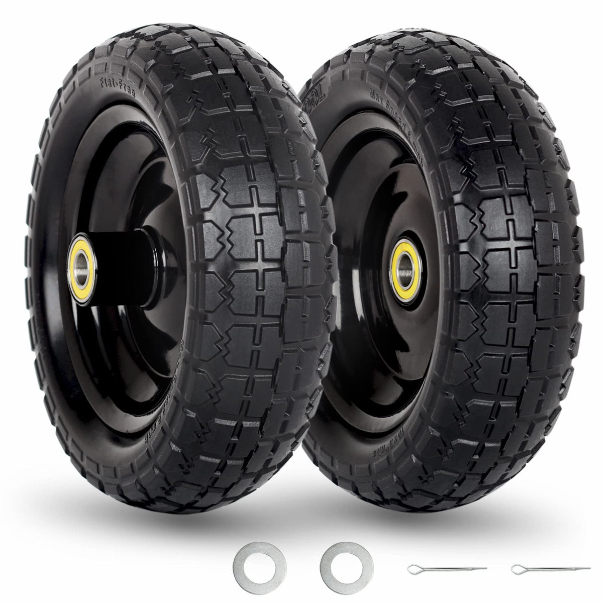 GICOOL 10in flat-free tire and wheel for durable cart mobility.