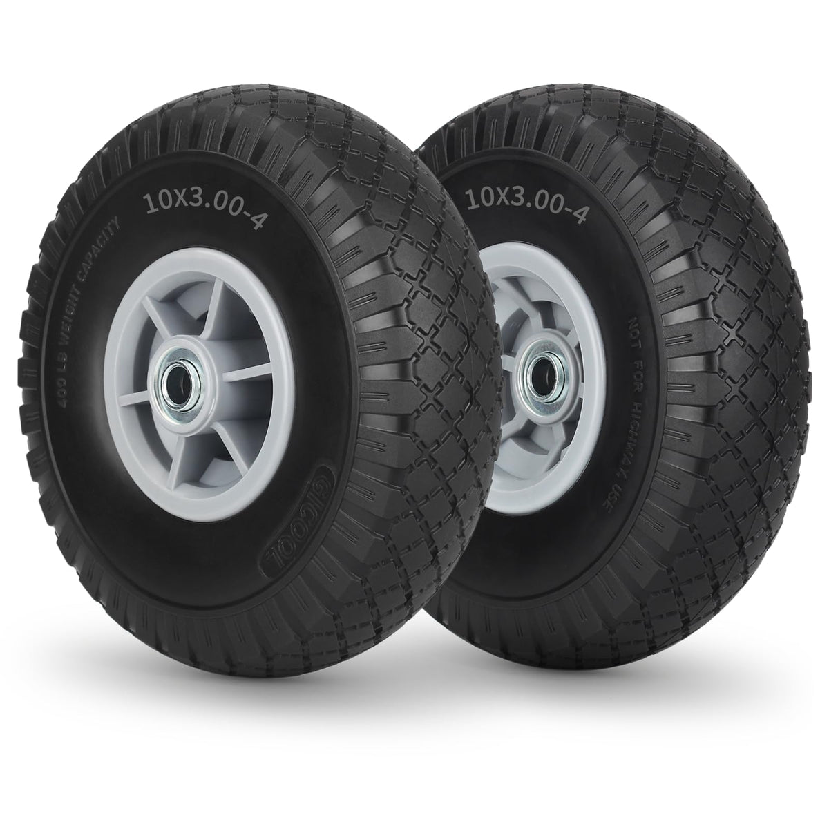 GICOOL 10x3-4 flat-free tire and wheel assembly for maintenance-free cart replacements.