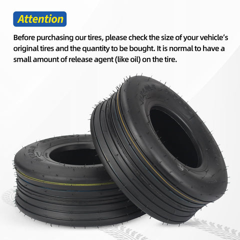 GICOOL 11x4-5 tire rating 325 lbs at 46 psi for stable support.