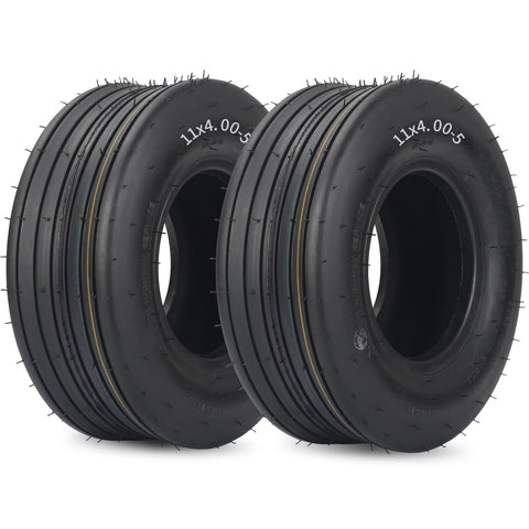 GICOOL 11x4.00-5 tubeless lawn mower tire with durable profile for smoother mowing.