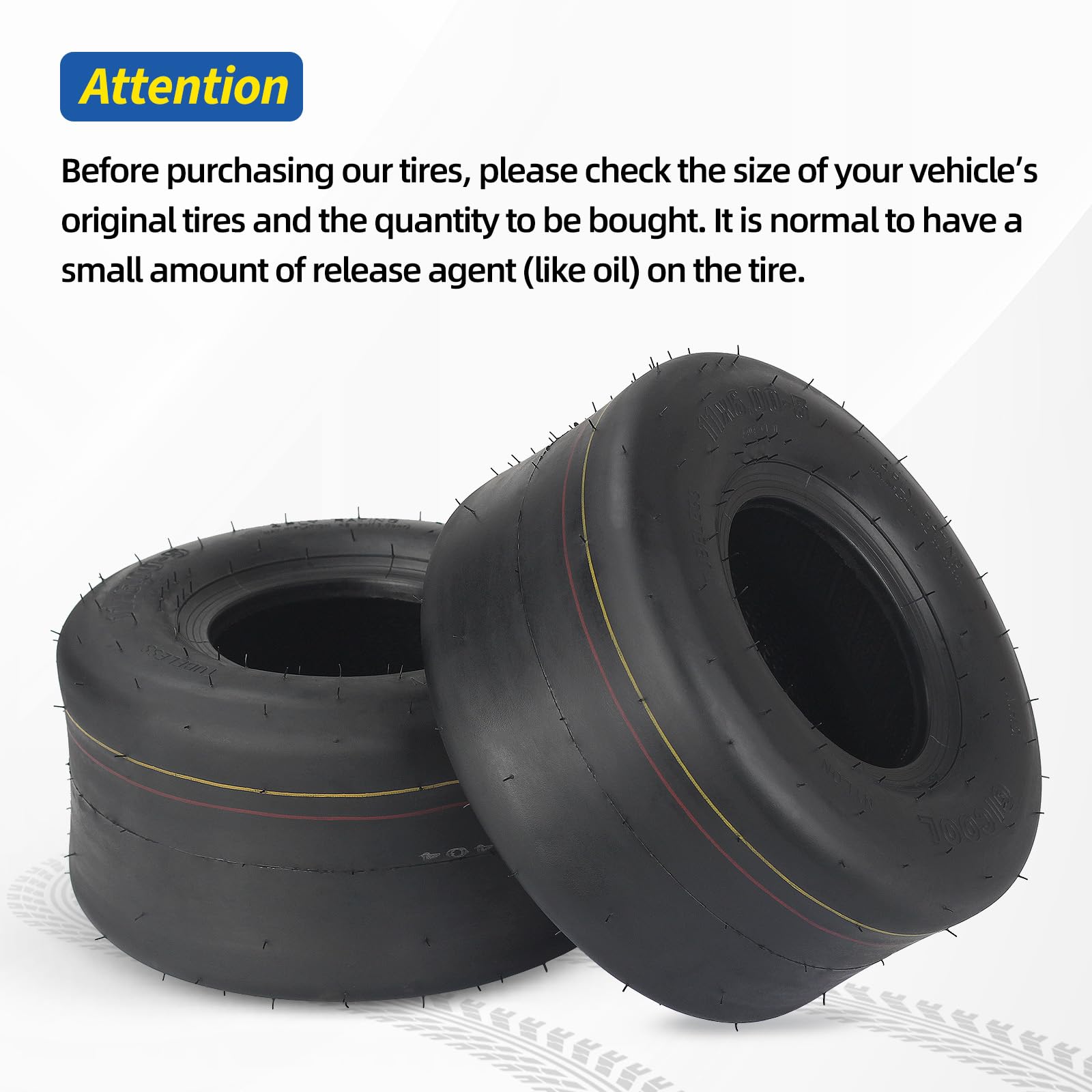 GICOOL 11x6-00-5 tubeless tire mounted on mower wheel demonstrates fit