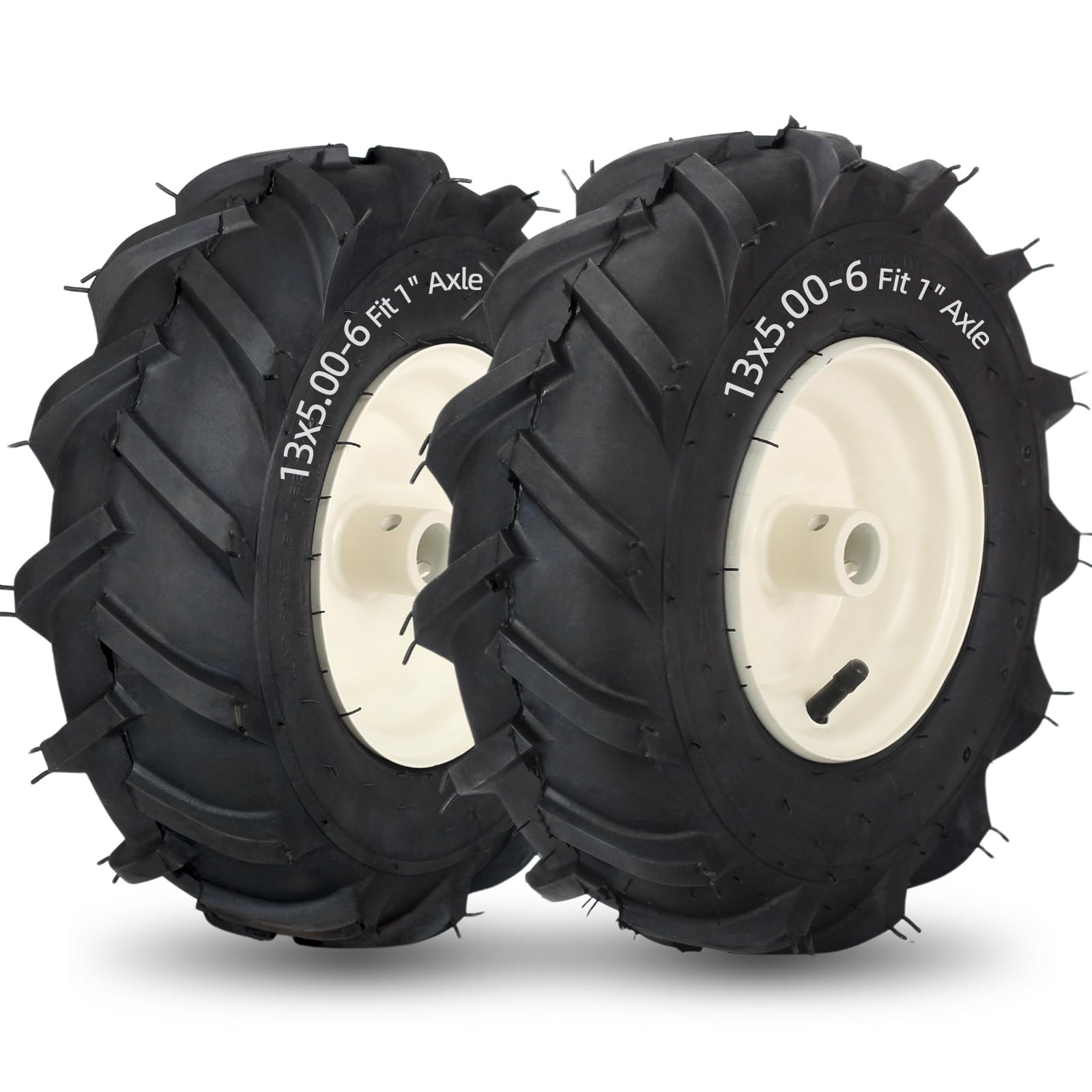 GICOOL left wheel with rugged 4-ply tread for soil traction.