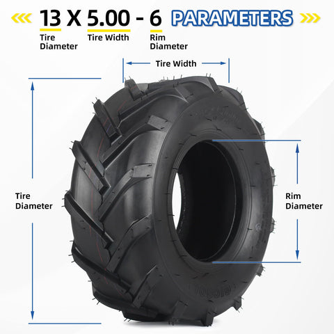 GICOOL 13x5-6 tire packaging showing one tire per package for easy ordering.