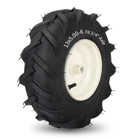 GICOOL 13x5-6 tiller tire side view highlighting rugged exterior for outdoor tasks