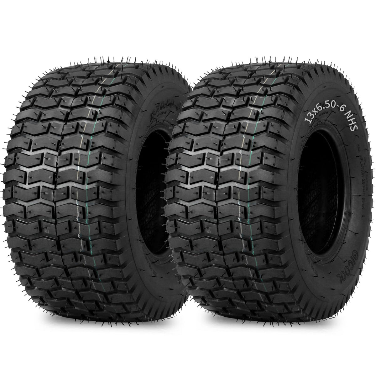 GICOOL 13x6.50-6 tubeless tire side view ideal for riding lawn mowers.