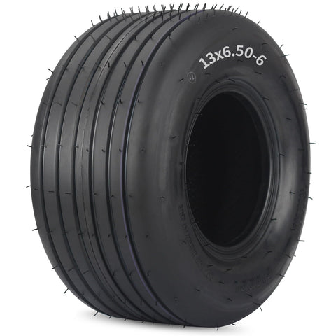GICOOL 13x6.50-6 tire side view highlighting tubeless design for lawn-friendly performance