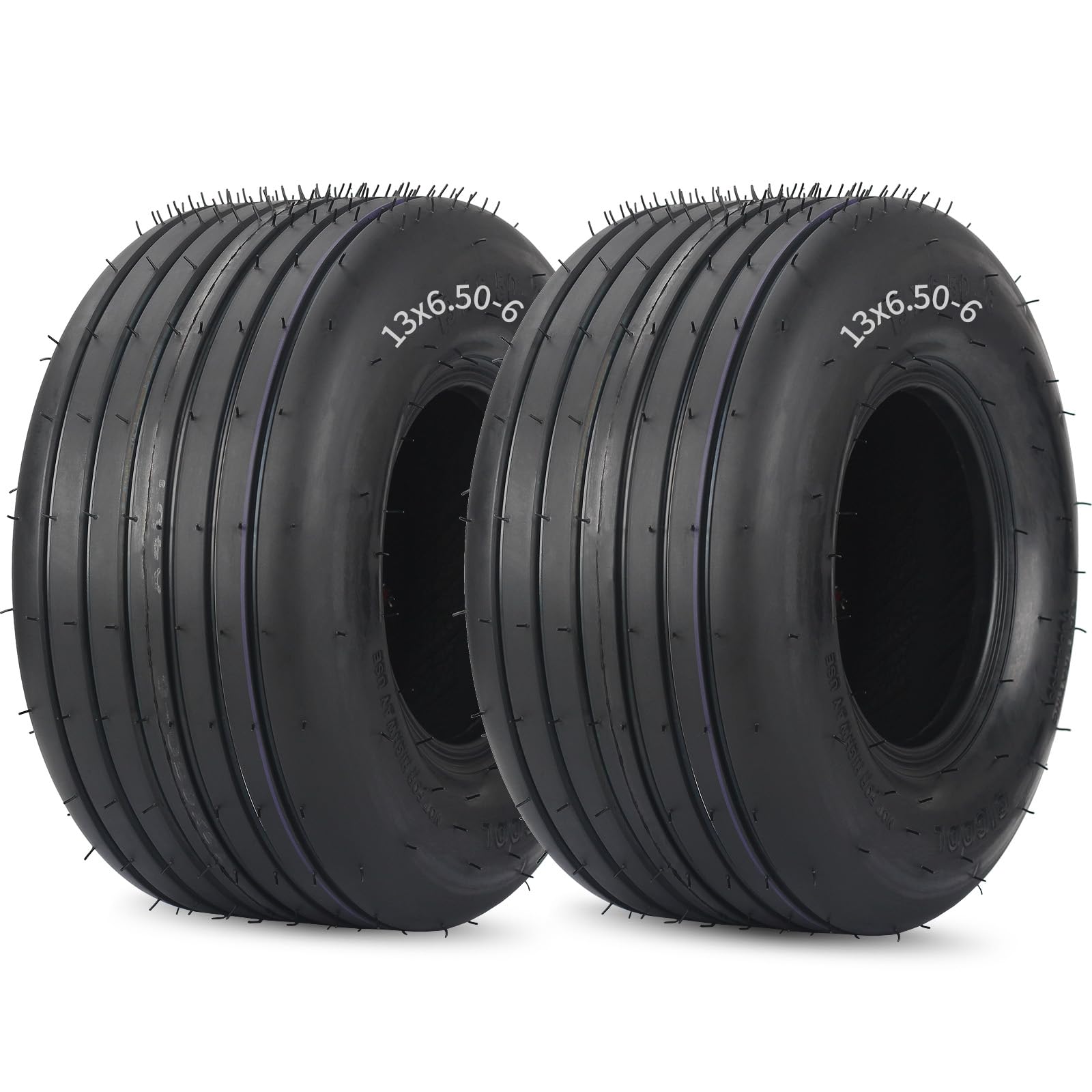 GICOOL 13x6.50-6 tubeless tire side view for stable lawn mowing