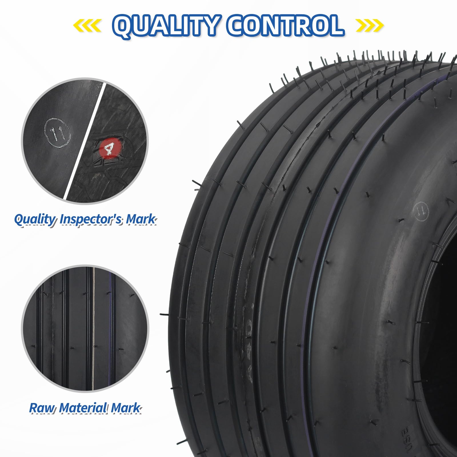 GICOOL 13x6.50-6 tubeless tire straight rib pattern for turf-friendly grip