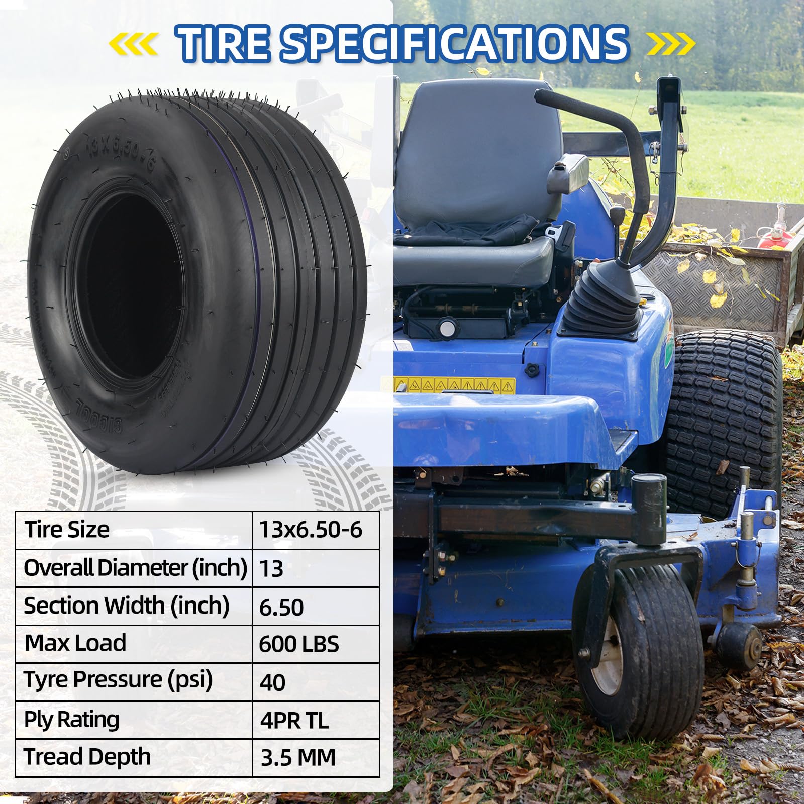 GICOOL 13x6.50-6 tubeless valve area illustrating reliable seal and maintenance ease