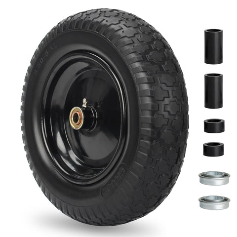 GICOOL 14.5 inch wheelbarrow tire ready for installation and stable rolling.