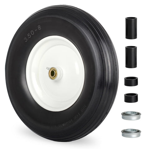 GICOOL 14.5-inch wheelbarrow tire side view showing puncture-proof PU construction