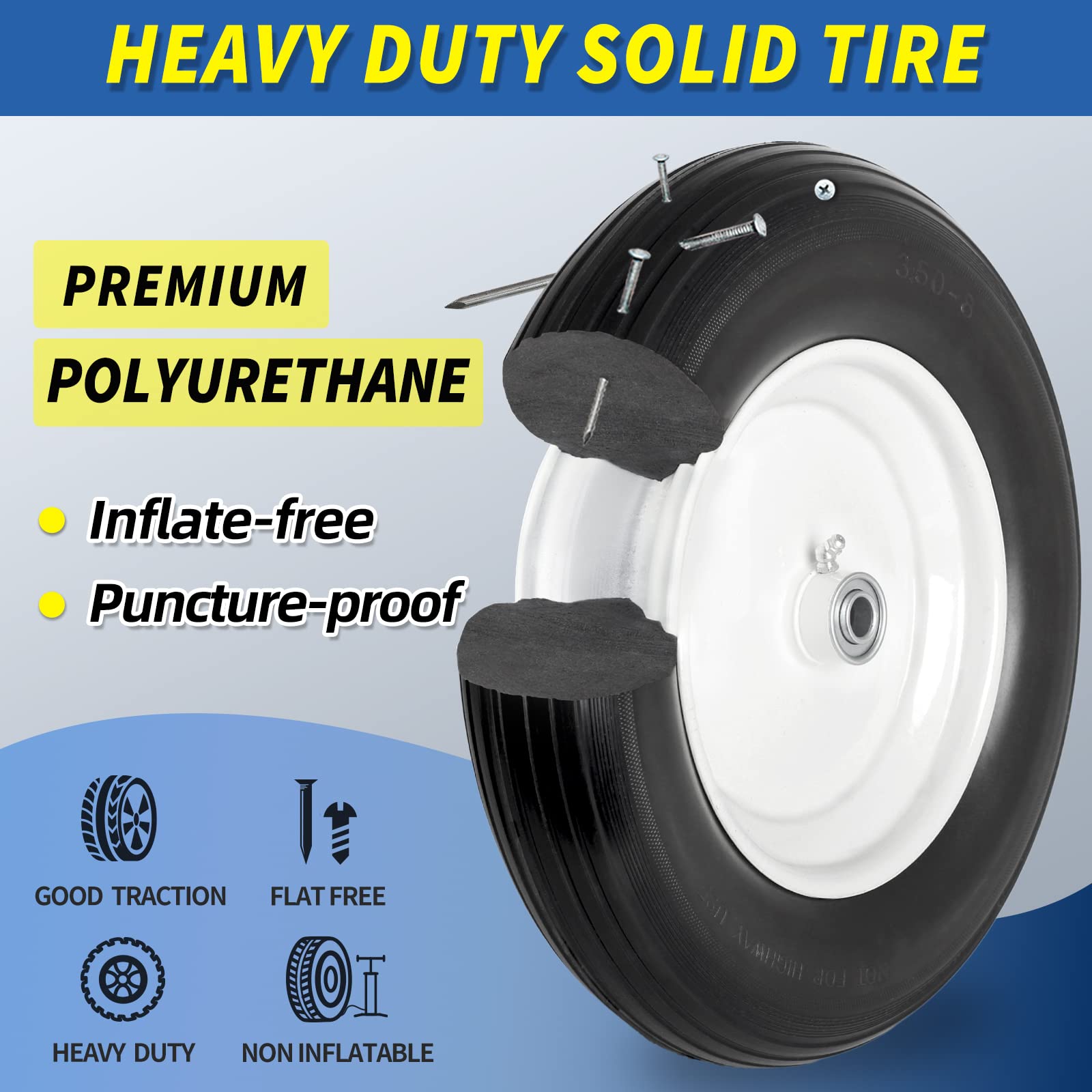 GICOOL universal fit tire mounted on a wheelbarrow or cart