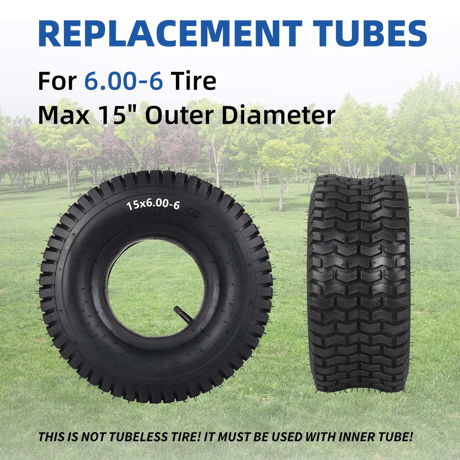 GICOOL 15x6-00-6 inner tube ready for inflation and patch-free use.