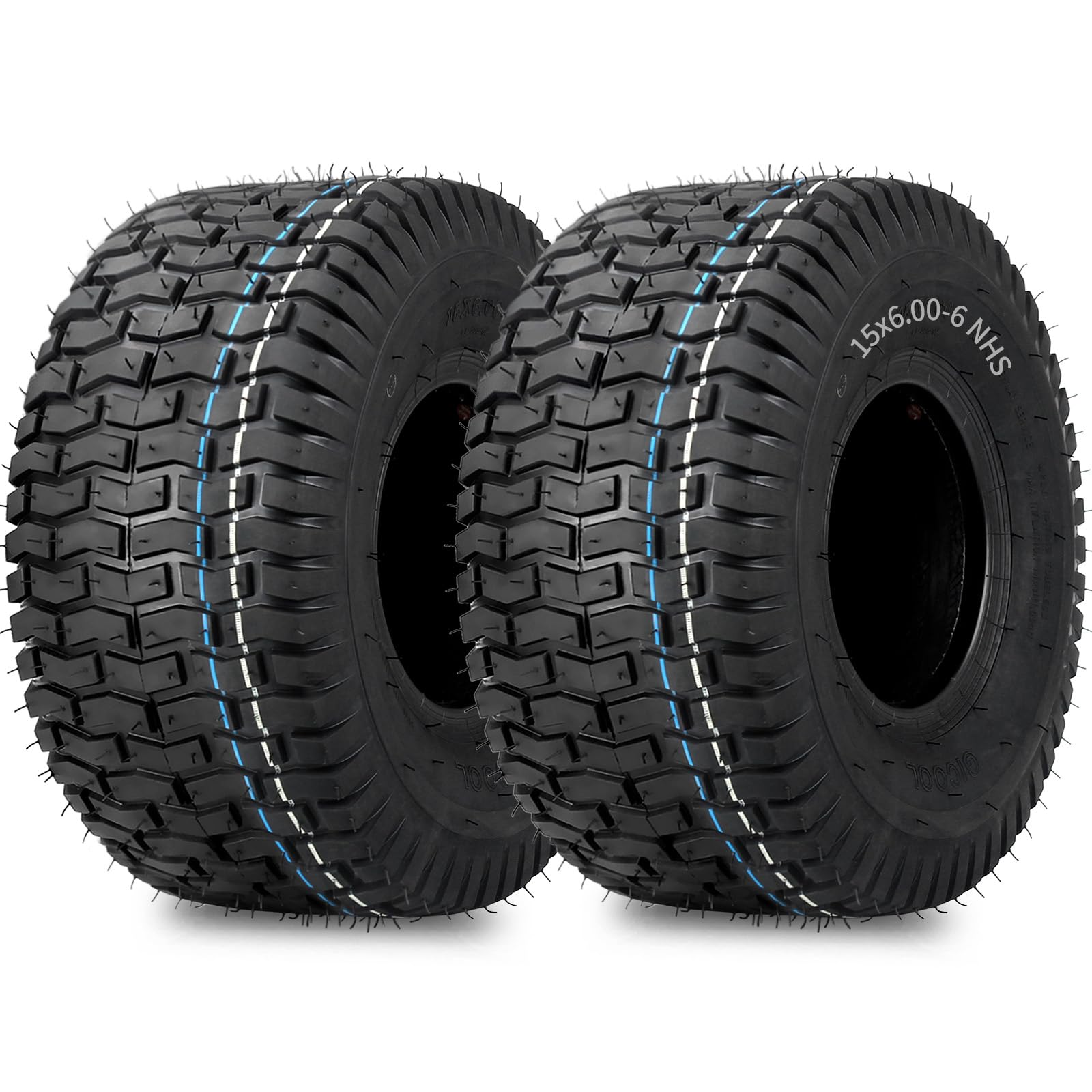 GICOOL 15x6-00-6 tubeless lawn mower tire front view for reliable mowing