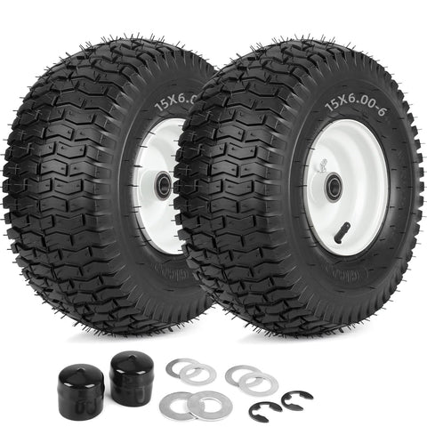 GICOOL 15x6-6 tire side view for lawn mower use with durable rubber.