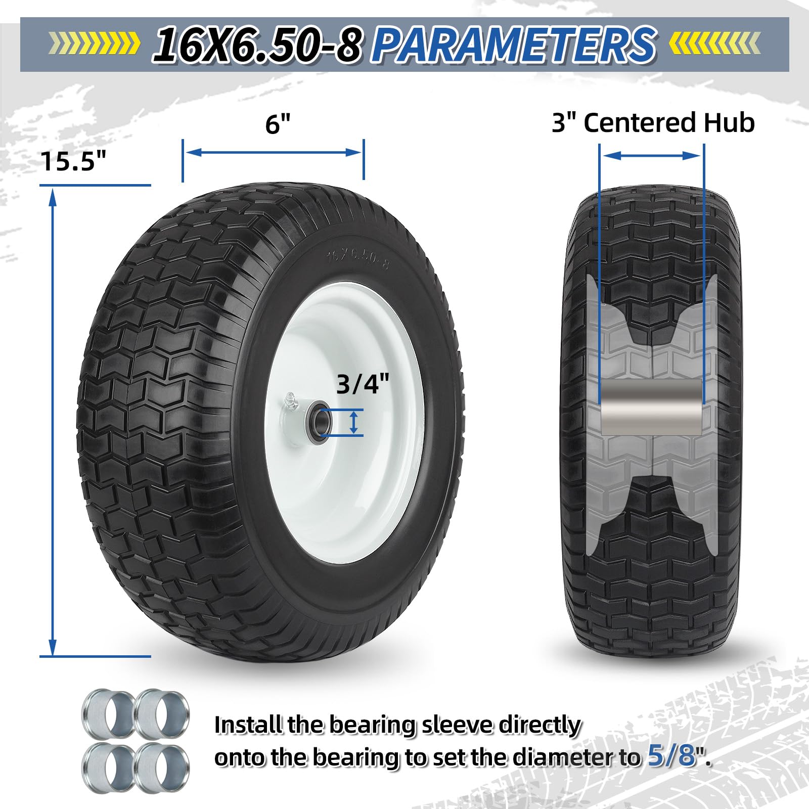GICOOL solid tire tread close-up highlighting durable foam construction.