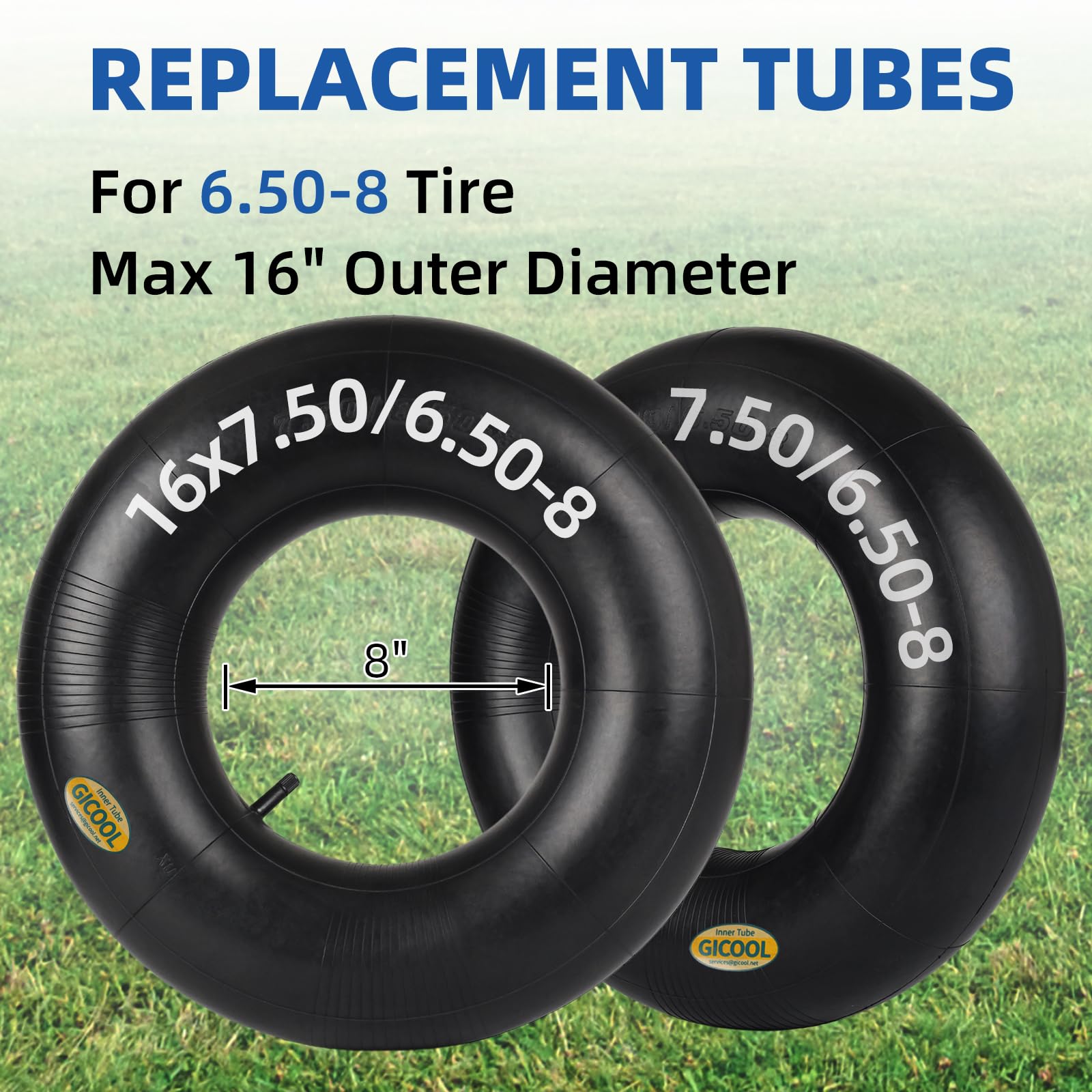 GICOOL 16x7-50-8 inner tube with TR-13 valve, reliable mower compatibility.