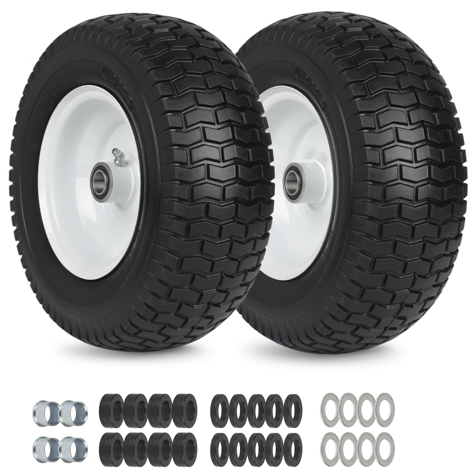 GICOOL 2-pack 13x5-6 flat free tires and wheels for lawn tractors
