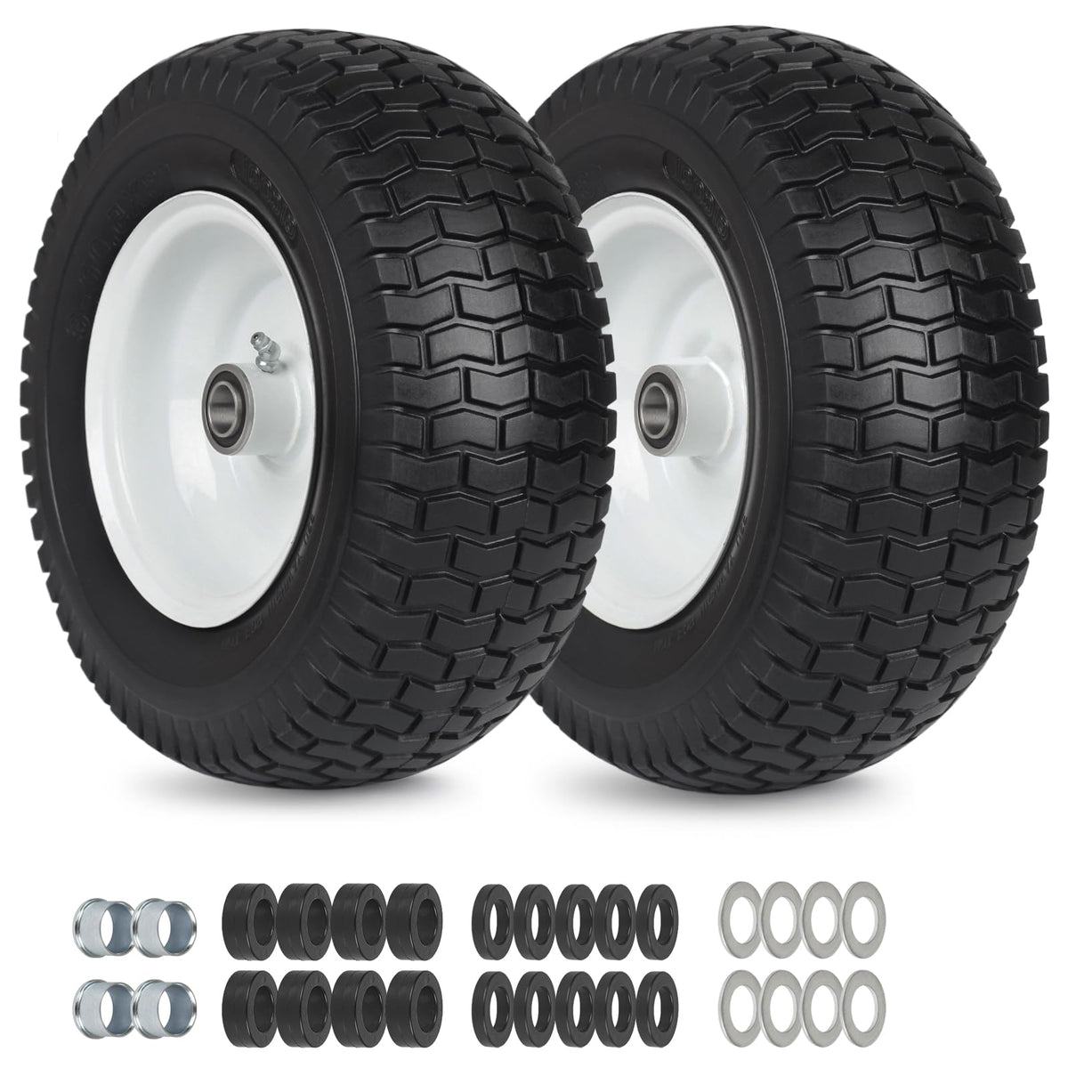 GICOOL 2-pack 13x5-6 flat free tires and wheels for lawn tractors