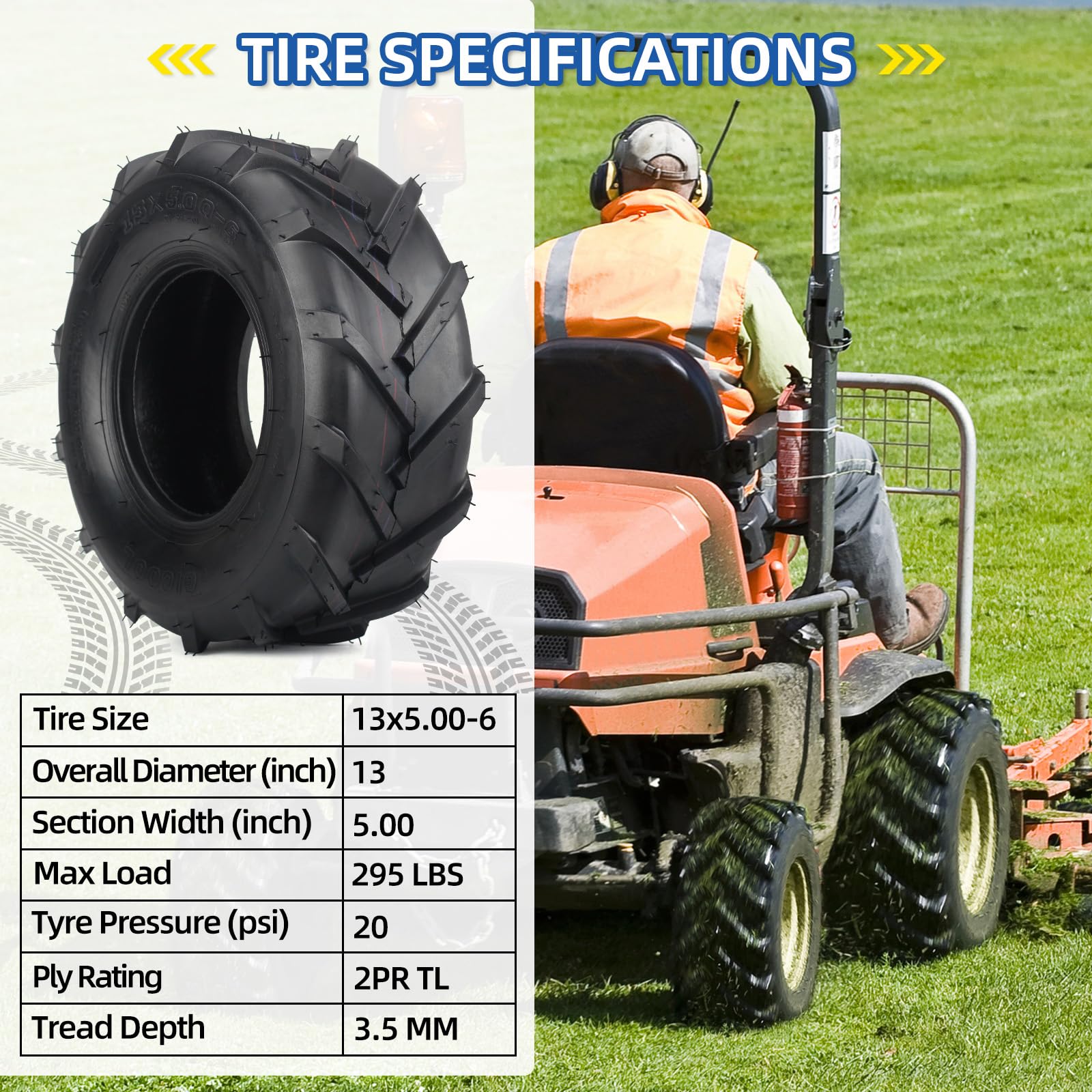 Two-pack tires from GICOOL ready for lawn equipment upgrades.