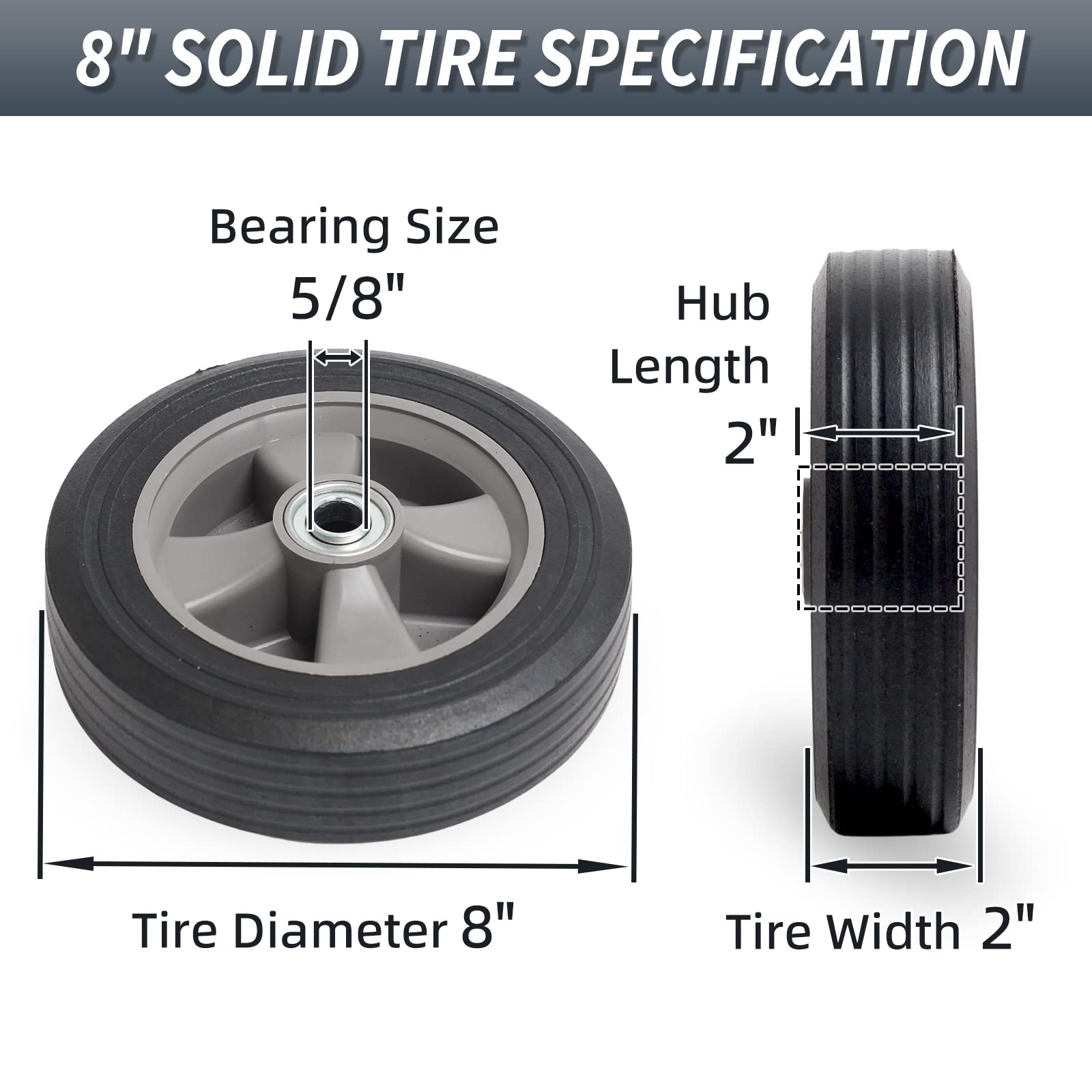 GICOOL 2-pack wheels with ball bearings offering smooth rotation and durability.