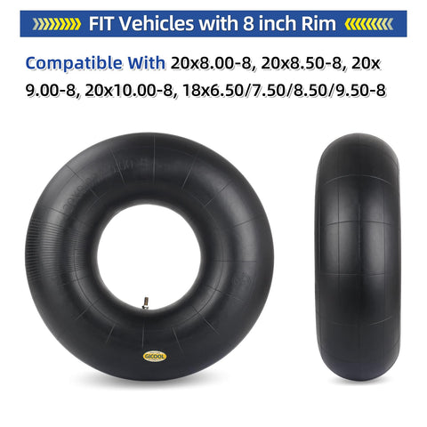 GICOOL 20x10-8 inner tube with TR4 valve for riding mower compatibility.