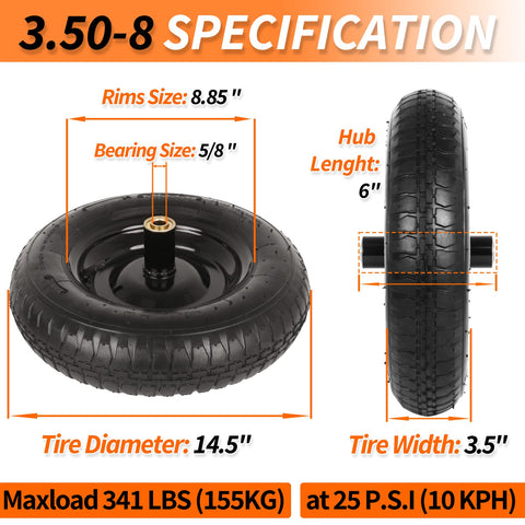 GICOOL 3-50-8 pneumatic tire enables easy replacement on common wheel sizes