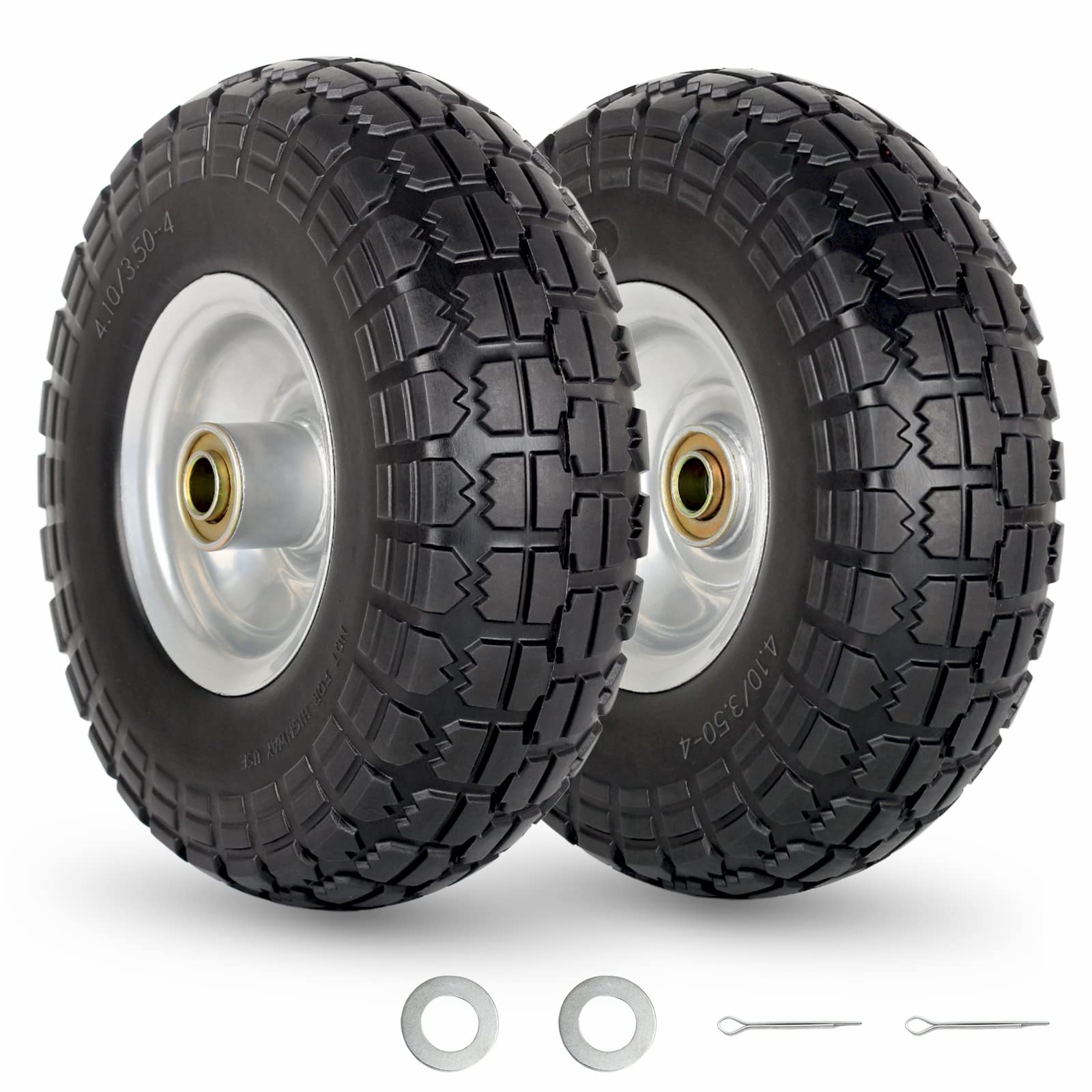 GICOOL 410-350-4 flat-free tire, 10 inch diameter, ideal cart replacement.
