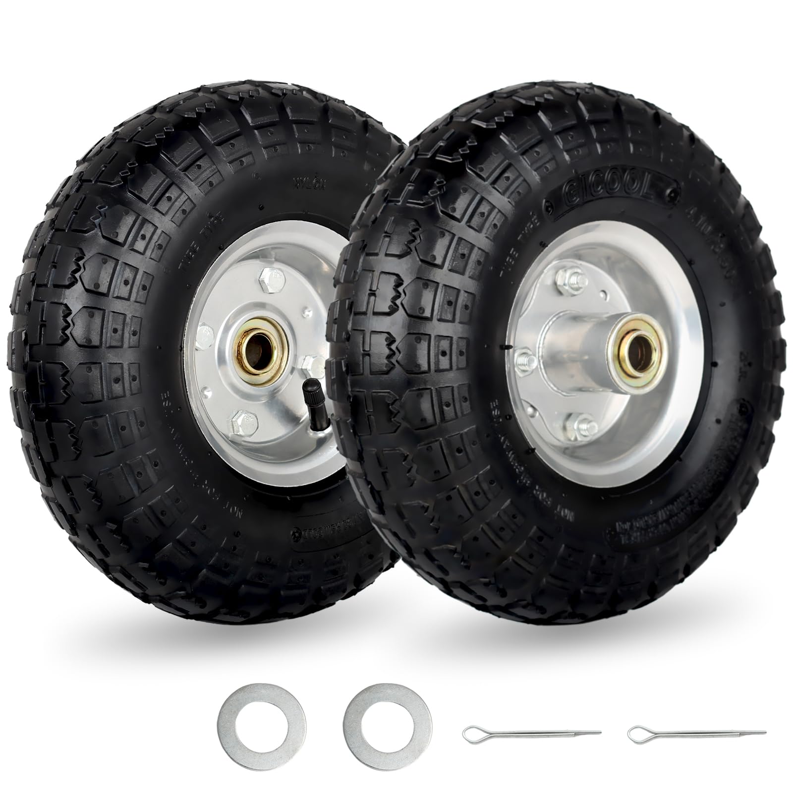 GICOOL 410-350-4inch tire and wheel for quick cart replacement.