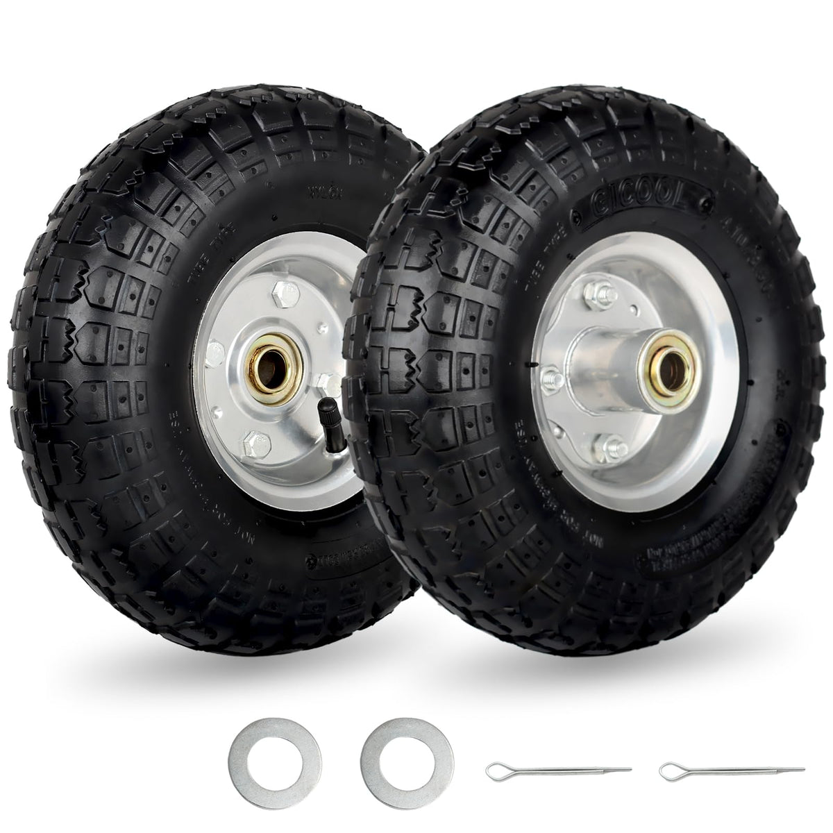GICOOL 410-350-4inch tire and wheel for quick cart replacement.