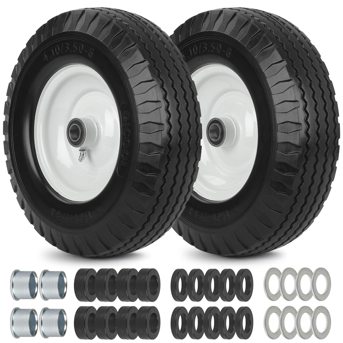 GICOOL 410-350-6 flat-free tire side view for outdoor carts