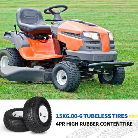 GICOOL 4-ply tubeless tire highlighting durable, lawn-friendly tread.