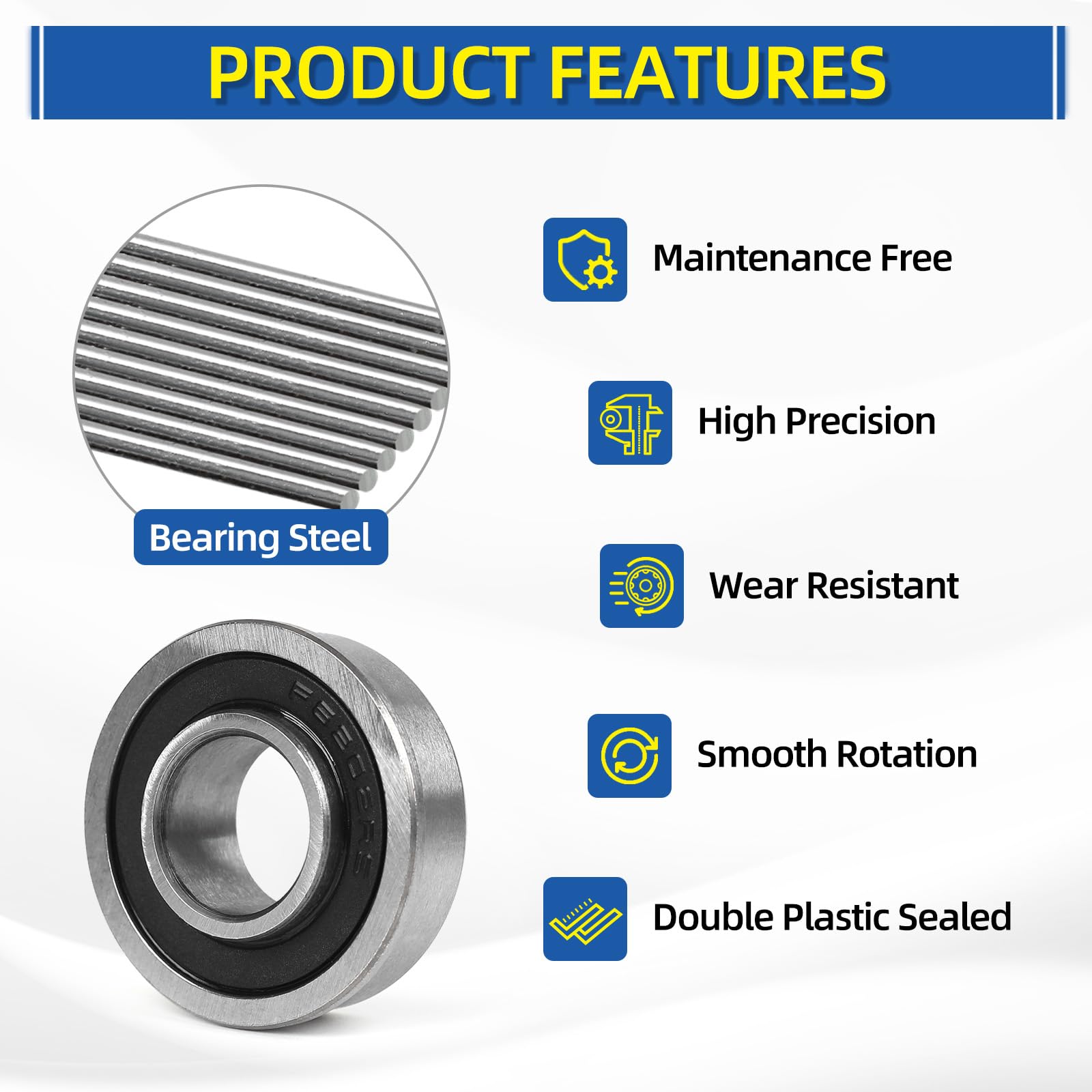 GICOOL 5/8 bore flanged bearing dimension label for precise hub fit