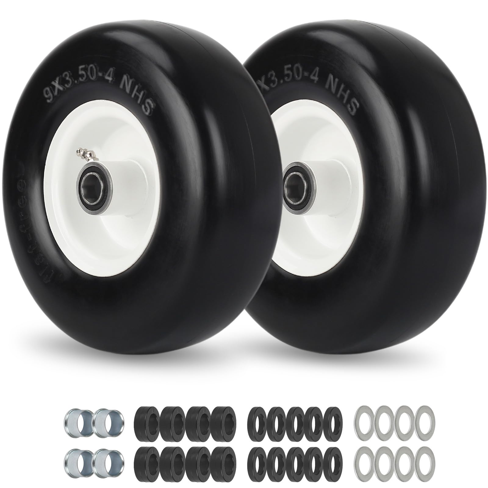 GICOOL 9x3.50-4 flat-free tire for zero-turn mowers with smooth tread