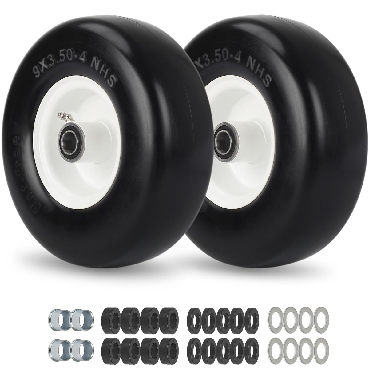 GICOOL 9x3.50-4 flat-free tire for zero-turn mowers with smooth tread
