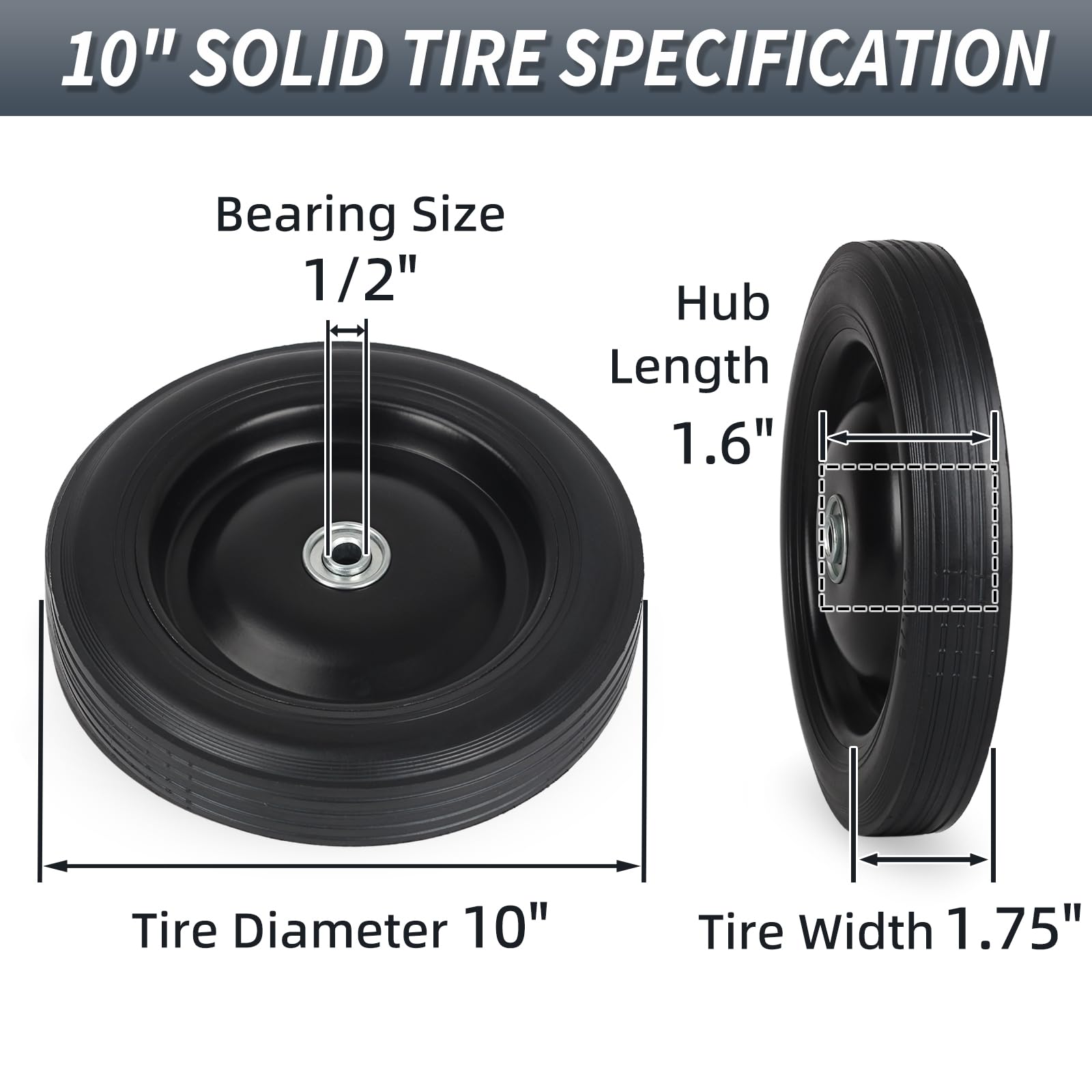 GICOOL tire with 1/2in axle bore ready for quick installation.