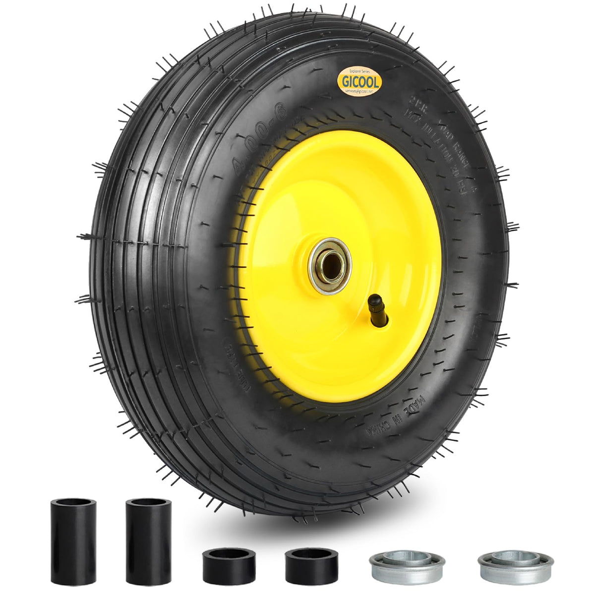 GICOOL Explorer Series 4.00-6 tire on 13 inch rim for stable, even rolling