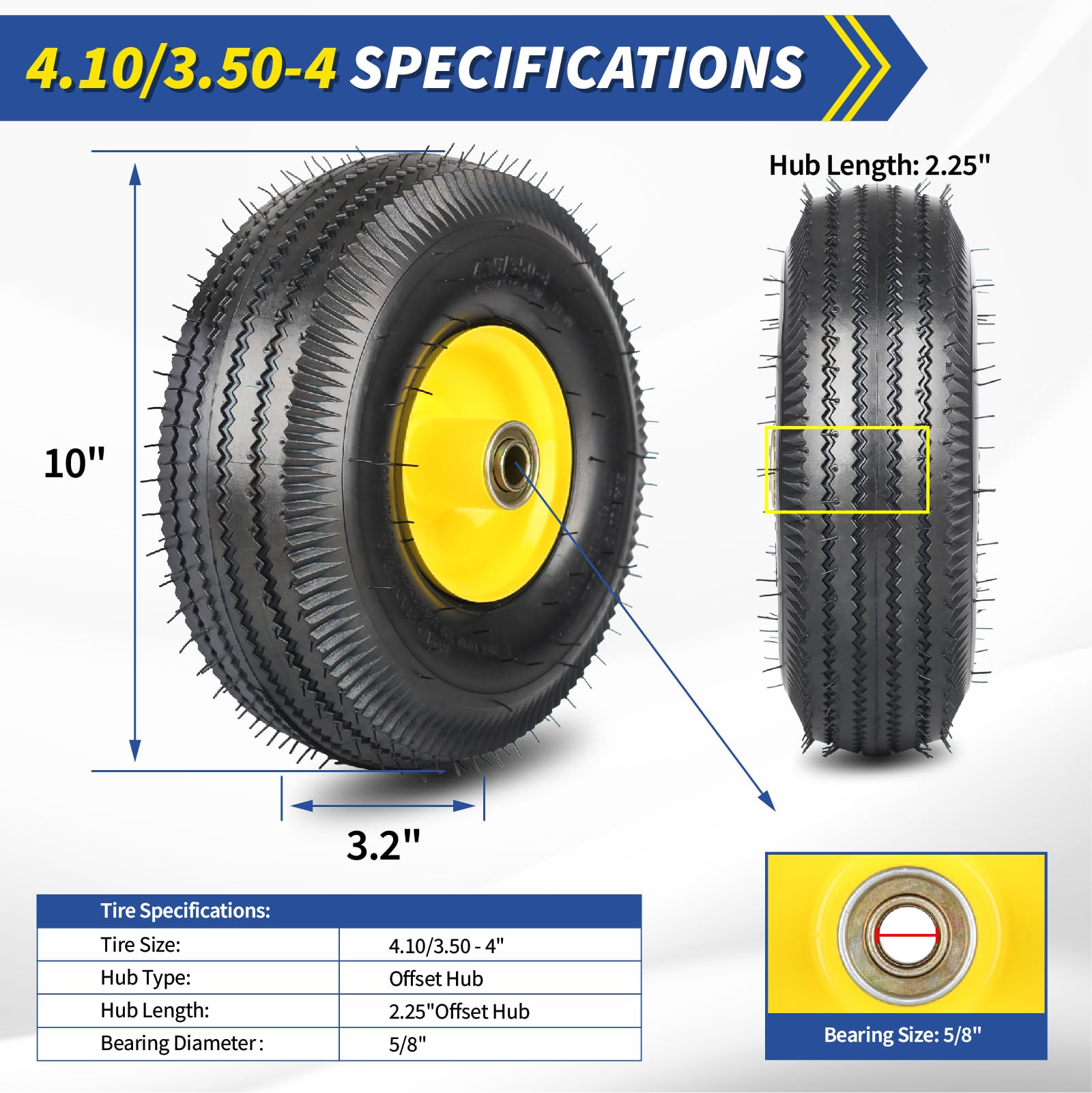 GICOOL Explorer wheel with offset hub 2.25 inches for stable cart maneuverability.