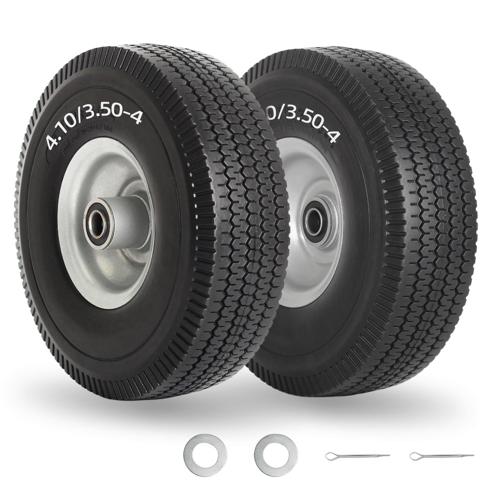 GICOOL flat-free tire with 10-inch diameter for maintenance-free cart rolling.