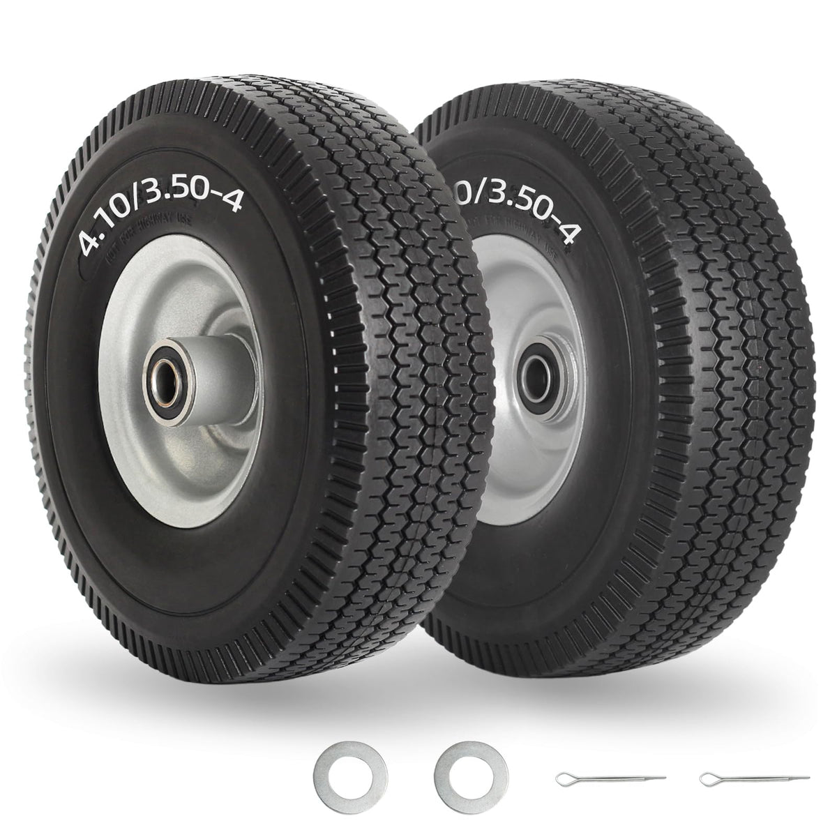 GICOOL flat-free tire with 10-inch diameter for maintenance-free cart rolling.