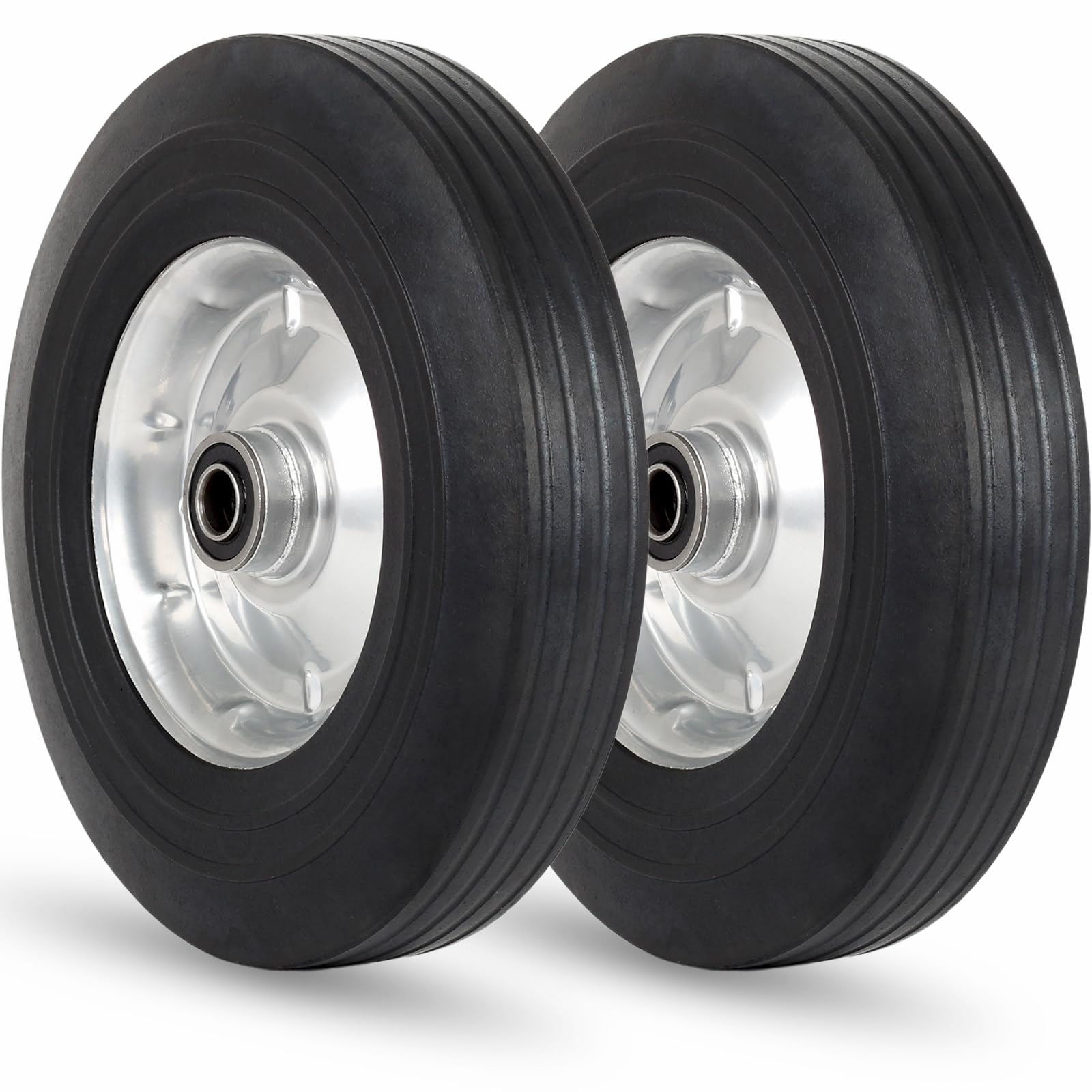 GICool flat-free tire 10x2.5 with 5/8 inch bore for maintenance-free movement.