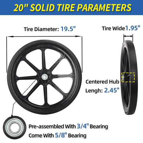 GICOOL flat-free tire side view showing a rugged, puncture-resistant design.