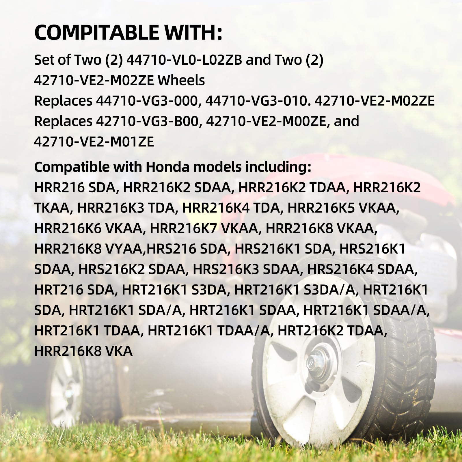 GICOOL HRR216 compatibility chart showing broad mower model compatibility.
